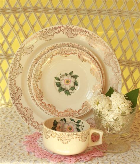 Vintage China Dinnerware Gold Trimmed Dishes Antique Dishes