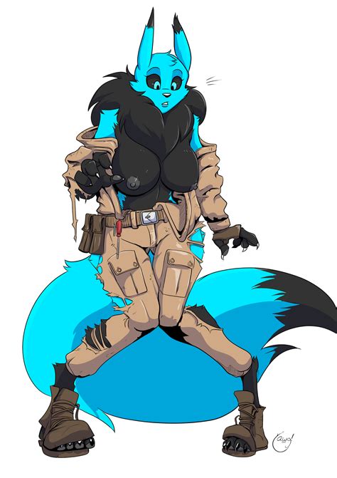 Rule 34 Anthro Bandai Namco Black Body Black Fur Blue Body Blue Eyes Blue Fur Breasts Claws