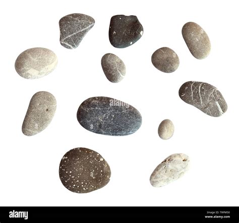 Set Of Sea Pebbles Isolated On White Stock Photo Alamy