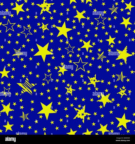 Gold Yellow Star Seamless Pattern On Blue Background Stock Photo Alamy
