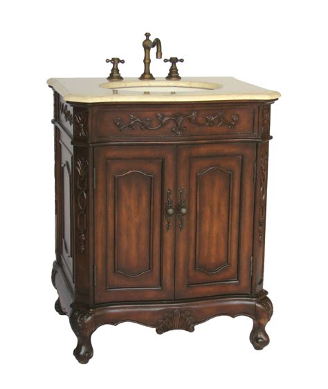 Adelina 48 inch vintage bathroom vanity, fully assembled, light coffee finish, black granite counter top, bisque. 12 Inch to 29 Inch Wide Vanities | Single Sink Cabinet ...