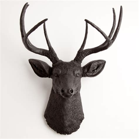 The Ignatius Stag Deer Head Faux Taxidermy Black Resin Fake Deer