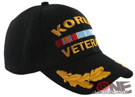 Korea Veteran Front Leaf Military Ball Cap Hat Black
