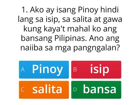 Uri Ng Pangngalan Quiz