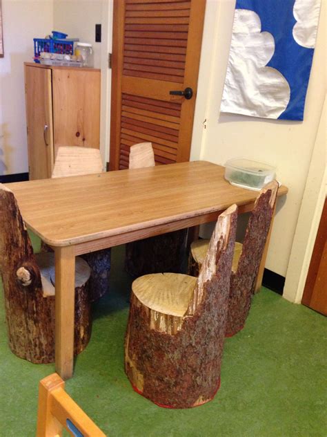 Tree Stump Chairs In Preschool Room At Shelburne Farms Preschool