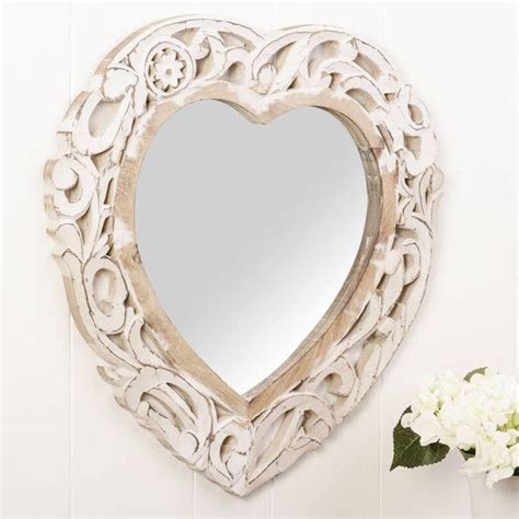 Dibor Carved Heart White Wooden Wall Mirror Inr Liked On