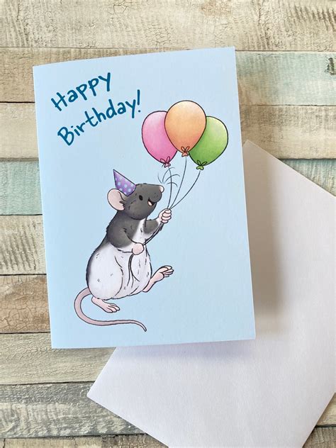 Fancy Hooded Rat Birthday Card A6 Size Blank Inside 300gsm Etsy