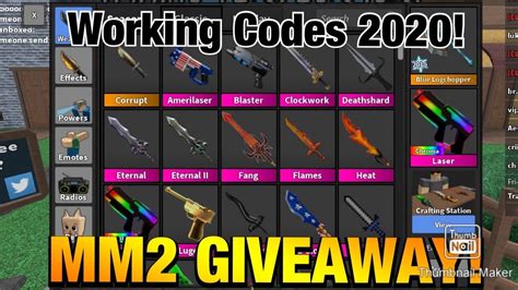 Codes are small rewarding feature in murder mystery 2, similar to promos, that allow players to enter a small portion of writing in their inventory and upon doing so, the player may receive a reward such as a knife, gun, or even a pet. HOW TO GET FREE GODLYS & CHROMAS IN MM2! (WORKING CODES ...