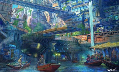 City Market Anime Concept Art Illustrationscoolvibe