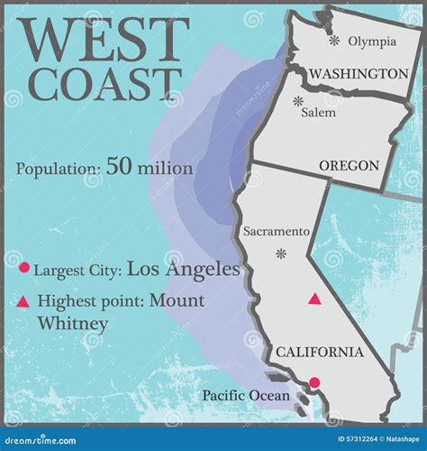 West Coast States In Usa Map Map Of World