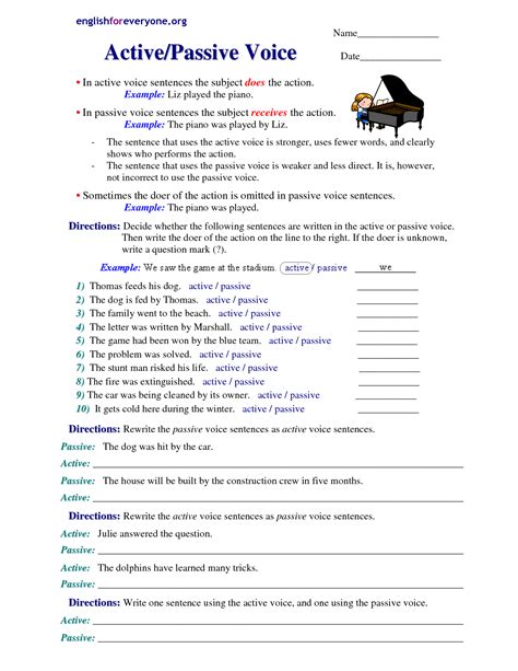 Advanced Active And Passive Voice Exercises With Answers Exercisewalls