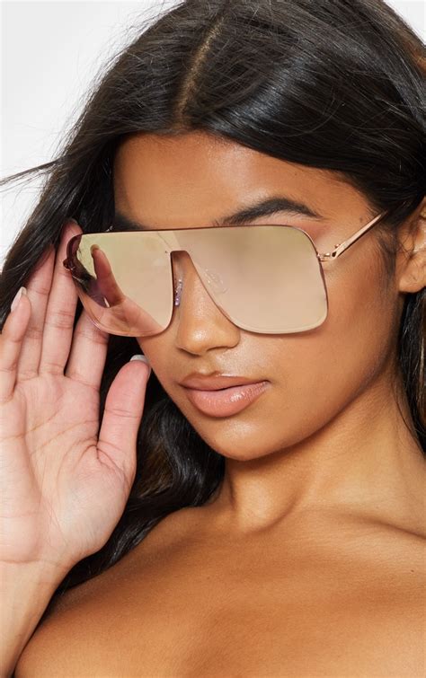 Rose Gold Pink Revo Oversized Sunglasses Prettylittlething Usa