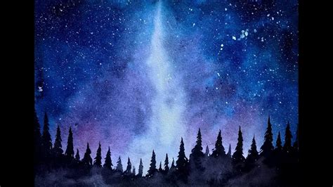 Simple Watercolor Galaxy Forest Painting Tutorial Paint With David