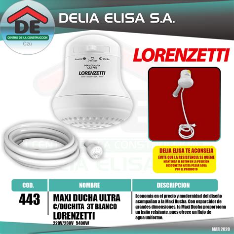 Ducha Lorenzetti Maxi Ducha Ultra C Duchita 3t 220v 230v 5400w Blanco Delia Elisa S A