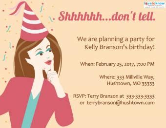 Surprise Birthday Party Invitation Wording Lovetoknow