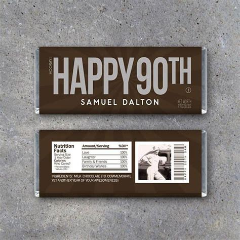 Happy 90th Birthday Candy Bar Wrappers Printable Happy Birthday