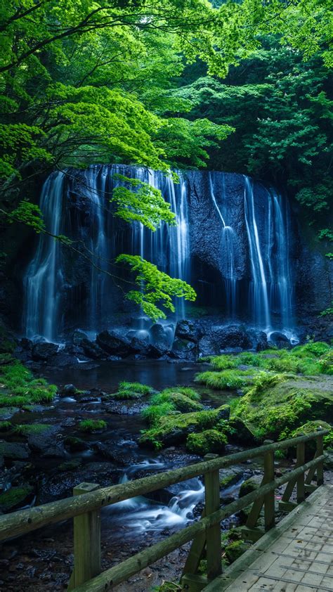 Wallpaper Waterfall Stream Trees Green Park 5120x2880 Uhd 5k