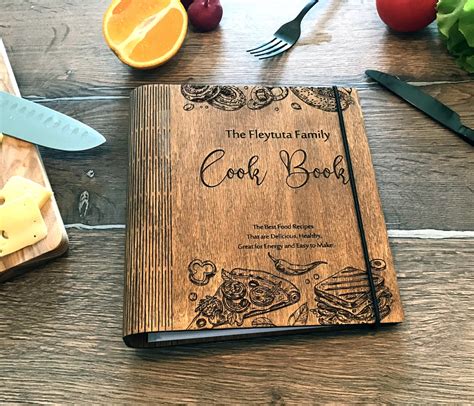 A5 Personalized Recipe Book Binder Engraved Wooden Recipe Cook Etsy