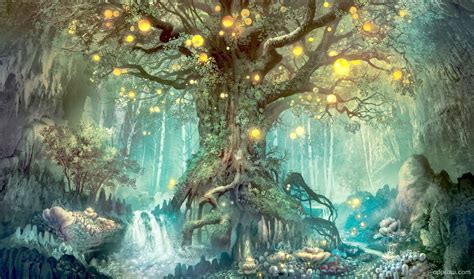 Magical Tree Within A Fantasy World Wallpaper Download Forest Fantasy