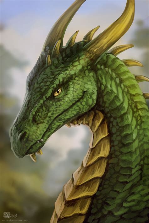 Green And Gold Dragon By Azany On Deviantart Dragon Artwork Fantasy