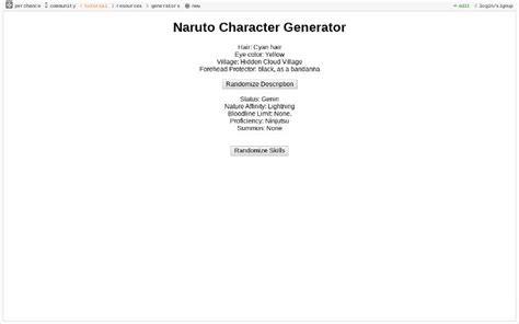 Naruto Character Generator