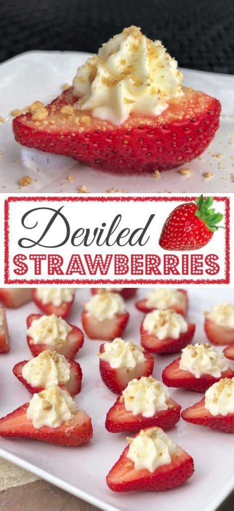 If you like strawberry cheesecake, then you are going to go bonkers over these darling deviled strawberries stuffed with an irresistible sweet cream cheese filling, and then topped with crushed graham crackers. Deviled Strawberries in 2020 (With images) | Finger foods ...