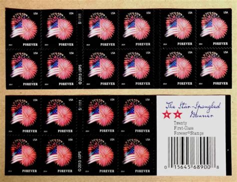 Booklet Of 20 Usps First Class Star Spangled Banner Forever Stamps Mnh