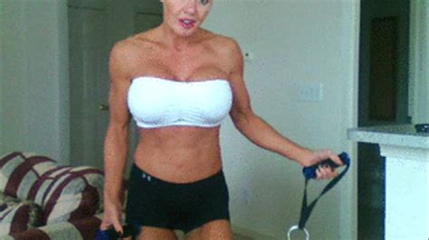 Muscular Goddess Mistress Debbie Bicep Flexing With Masturbation