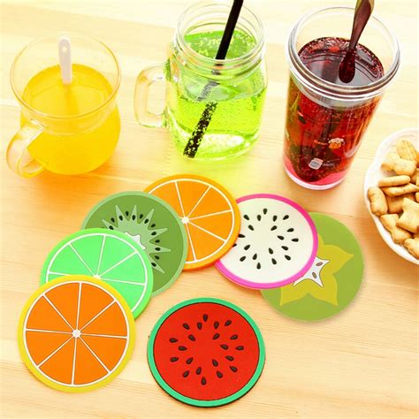 Buy Colorful Cute Silicone Fruits Coaster Novelty Cup