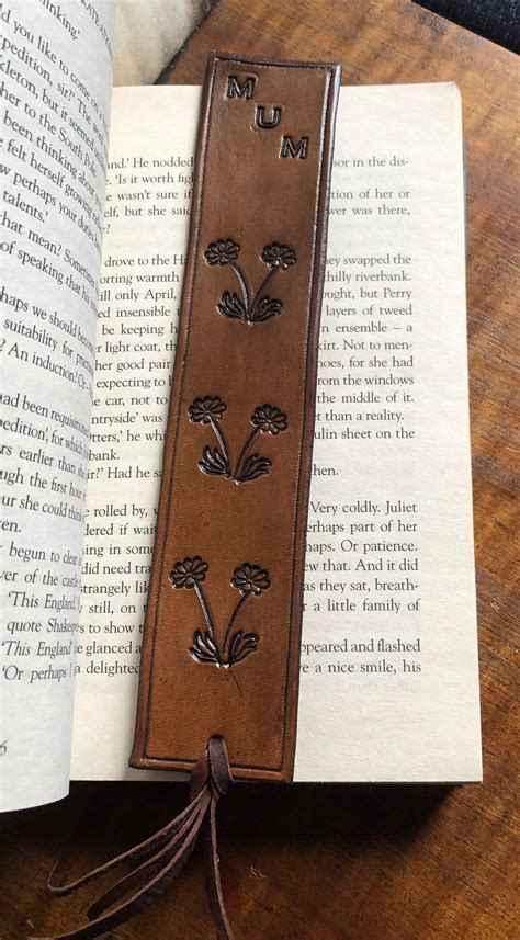 custom leather bookmark hand stamped leather bookmark page etsy