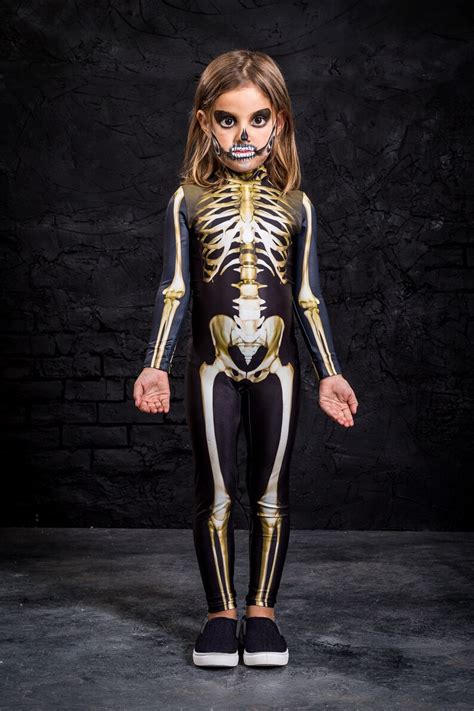 Kids Halloween Costume Kids Skeleton Costume Halloween Etsy
