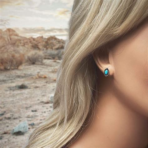 Genuine Sleeping Beauty Turquoise Stud Earrings Sterling Etsy