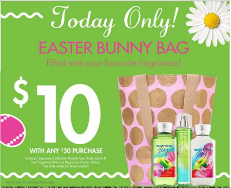 Print this bath & body works gift cards can be redeemed for merchandise only, and in addition to gift cards, bath & body works also accepts cash and most major credit card companies, including visa. Bath & Body Works Canada Easter Offers: $10 Easter Bunny Bag Today Only! | Canadian Freebies ...