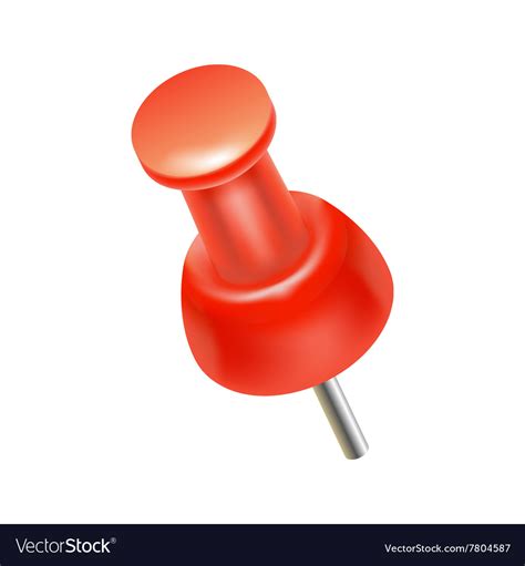 Red Push Pin Icon Realistic Style Royalty Free Vector Image