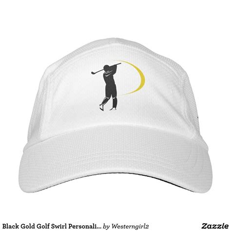 Black Gold Golf Swirl Personalized Headsweats Hat Zazzle Golf