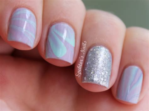 Spektor's Nails: Pastel Water Marble with Glitter Accent Nail Light pink nail polish isn't just for summer weddings.