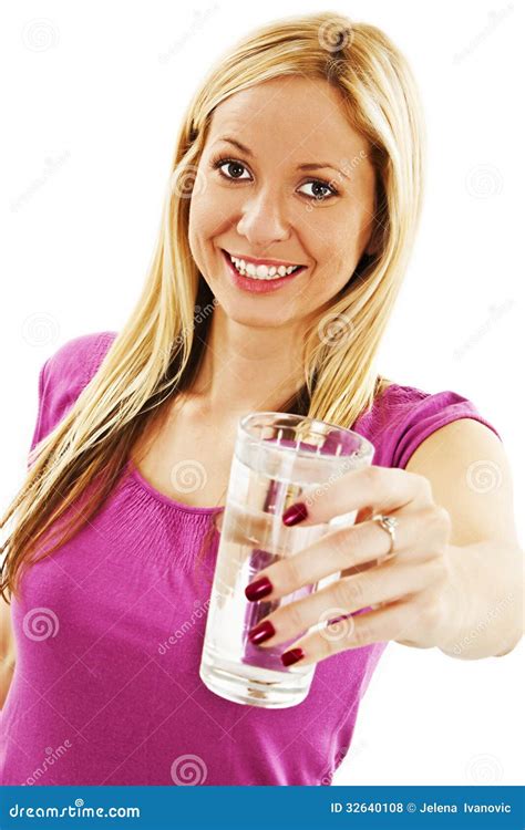 Young Woman With Fresh Cold Water In Glass Stock Photo Image Of