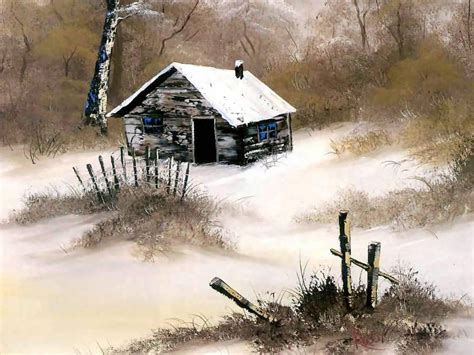 Bob Ross Csg027 Winter Cabin картина — Боб Росс