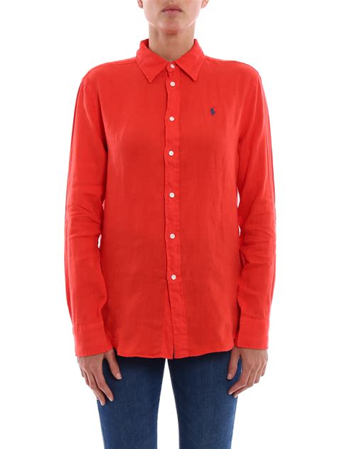Polo Ralph Lauren Red Linen Shirt Shirts 211697460001