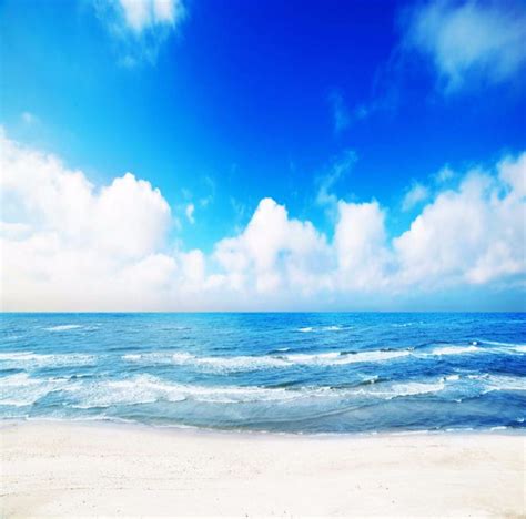 2021 Blue Sky Seawater White Cloud Beach Scenic Photo Backdrops Vinyl