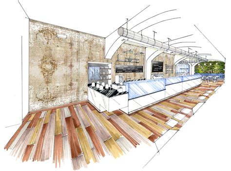 Bakery And Gelato Shop Biella Interior Design Sketches Drawing