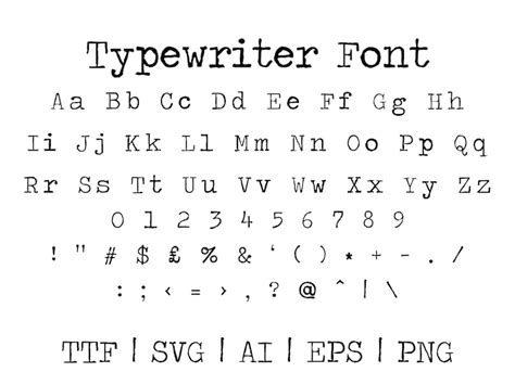 Typewriter Font Ttf Svg Eps Png Cricut Silhouette Etsy Uk