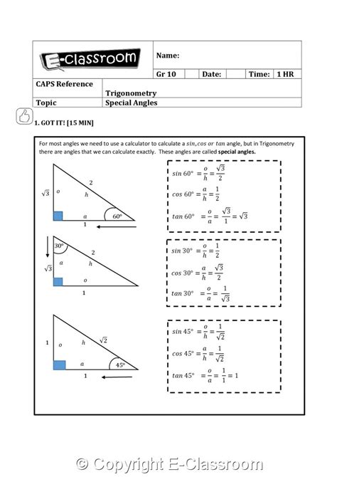 Grade 10 Mathematics Term 2 Trigonometry E Classroom