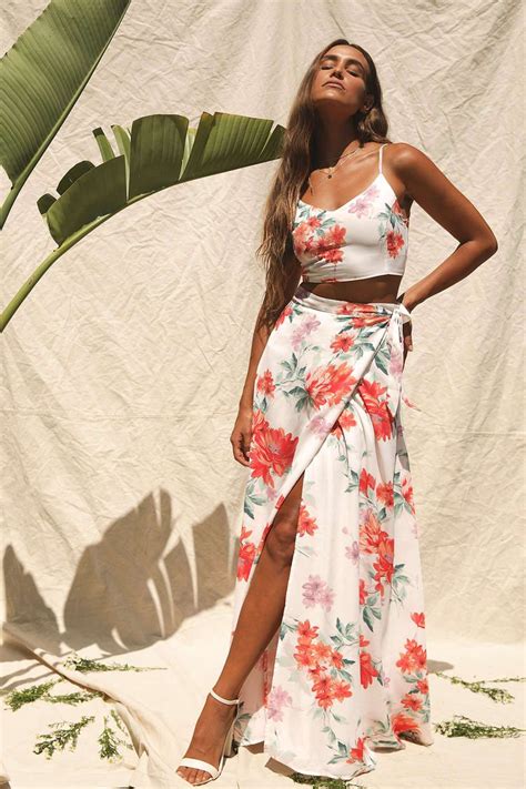 Shop two piece sets online at stelly. Bloom With a View White Floral Print Two-Piece Maxi Dress ...