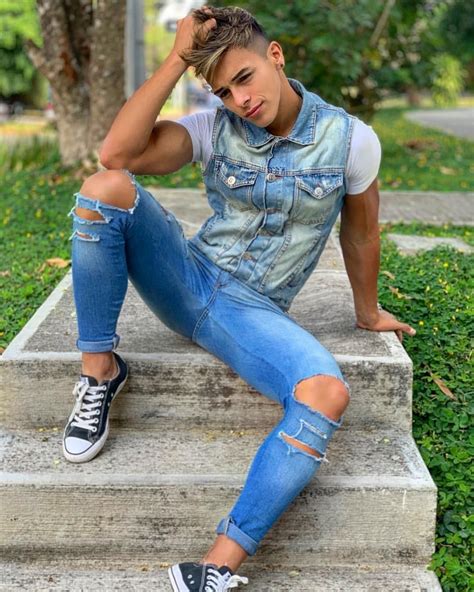 Young Guy In Skinny Ripped Jeans Hustler Chic In 2019 Boys Jeans