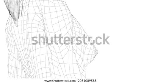 Wireframe Female Breast Closeup View Anatomy Stock Illustration