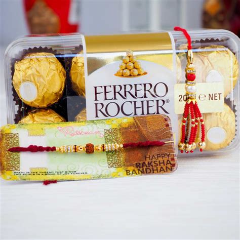 Elegant Bhaiya Bhabhi Rakhi With Ferrero Rocher Gift Send Rakhi Gifts