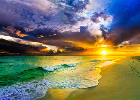 Destin Florida Purple Sunset Over The Beach Art Prints Photograph By