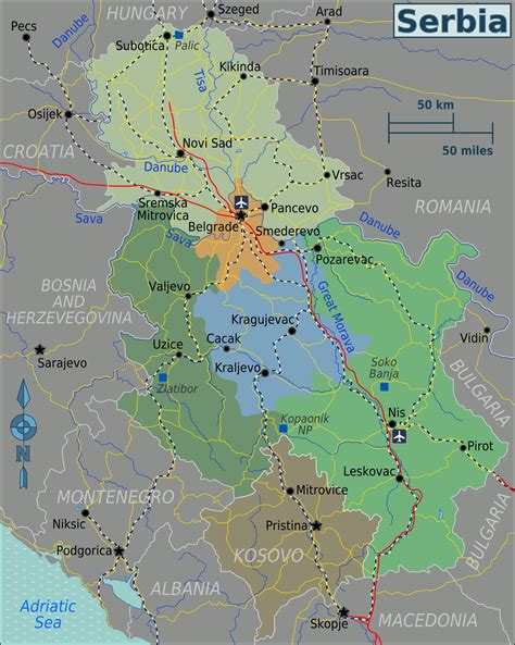 Landkarte Serbien Touristische Karte Karten Und