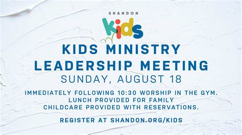Kids Ministry Leadership Meeting Shandon Baptist Church